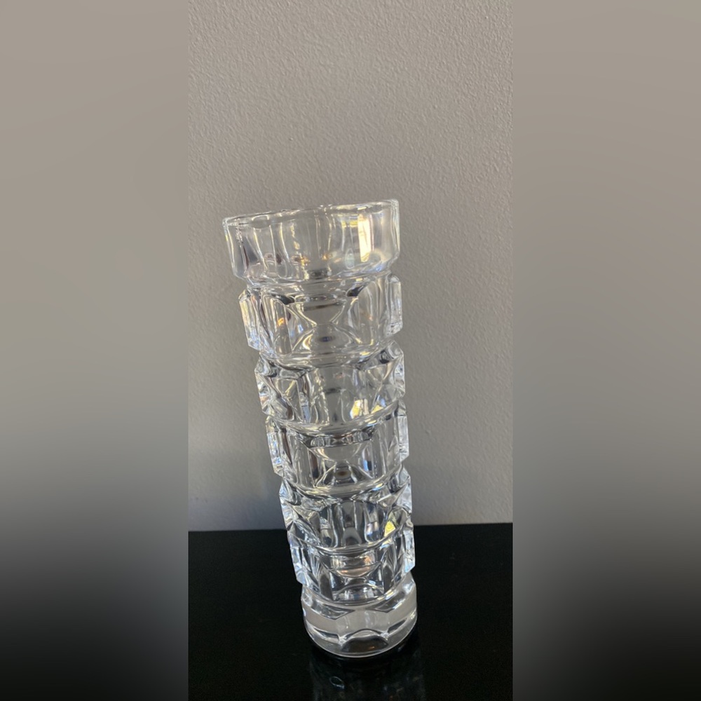 Cristal D' Arques Durand - Ancenis Optic Block Clear 8 1/2" Crystal Vase